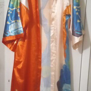 Unbranded women open front printed satin cardigan sizeXl-2XL(18-22) boho grunge